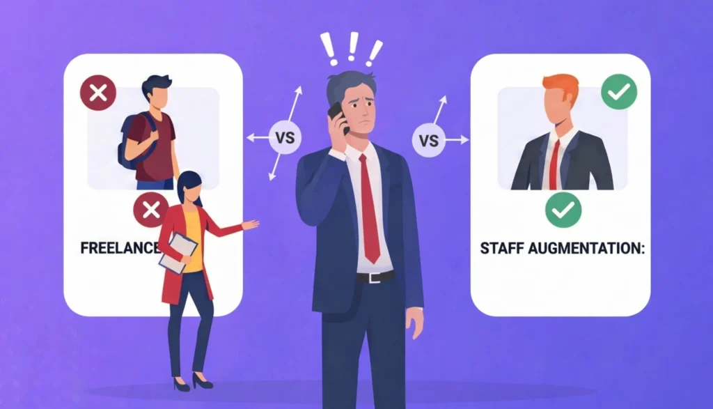 Staff Augmentation vs. Outsourcing vs. Freelancing