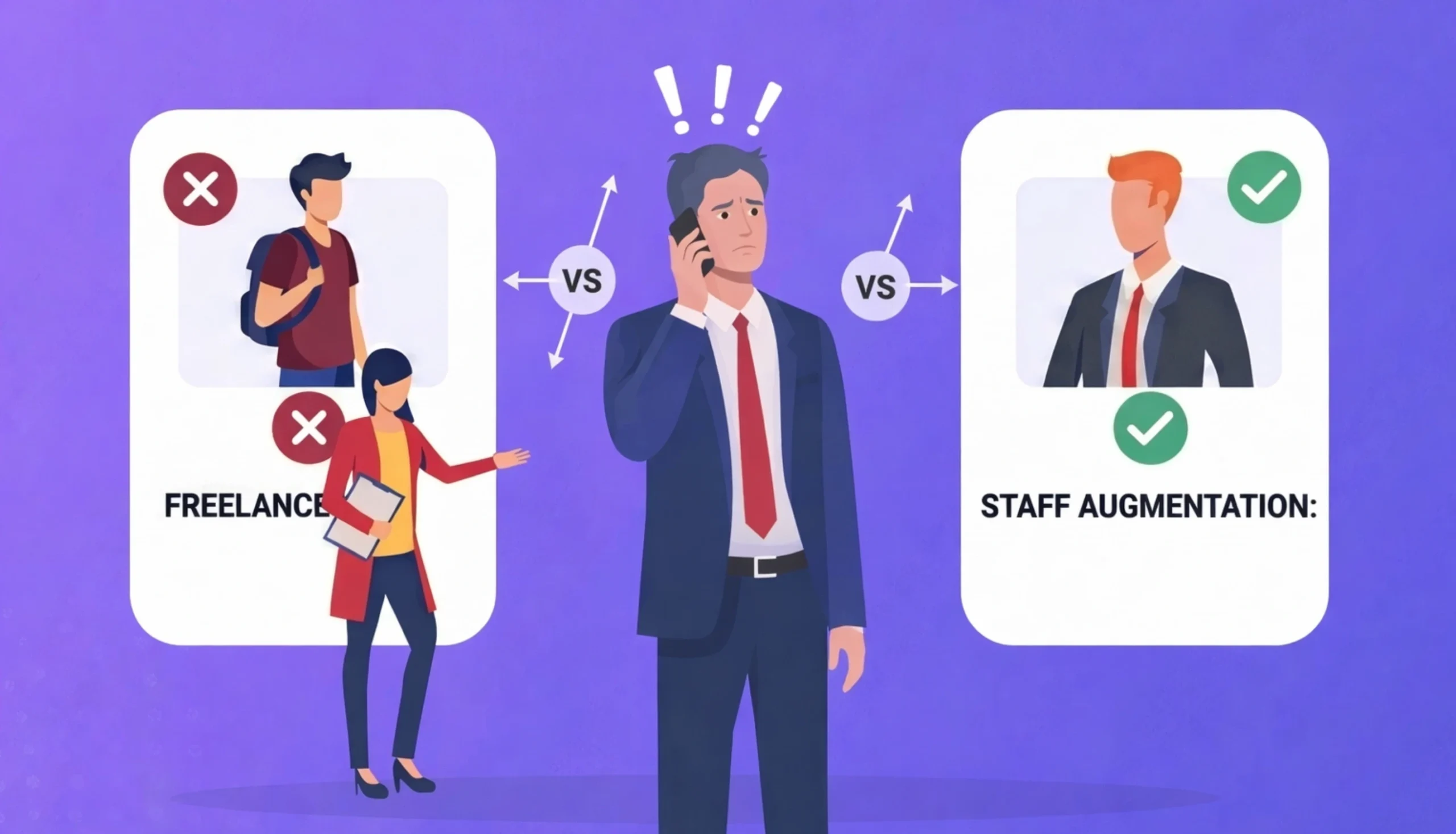 Staff Augmentation vs. Outsourcing vs. Freelancing
