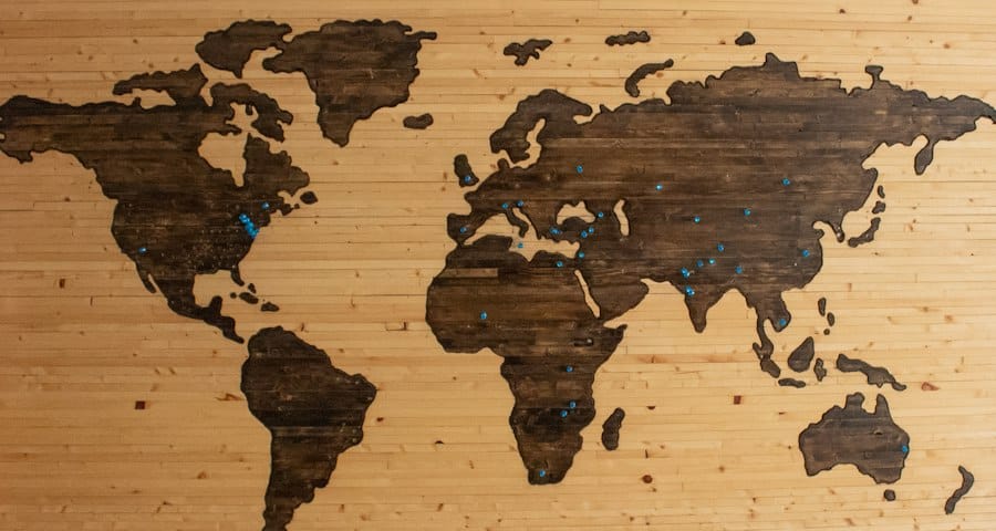 World map representing local search reach