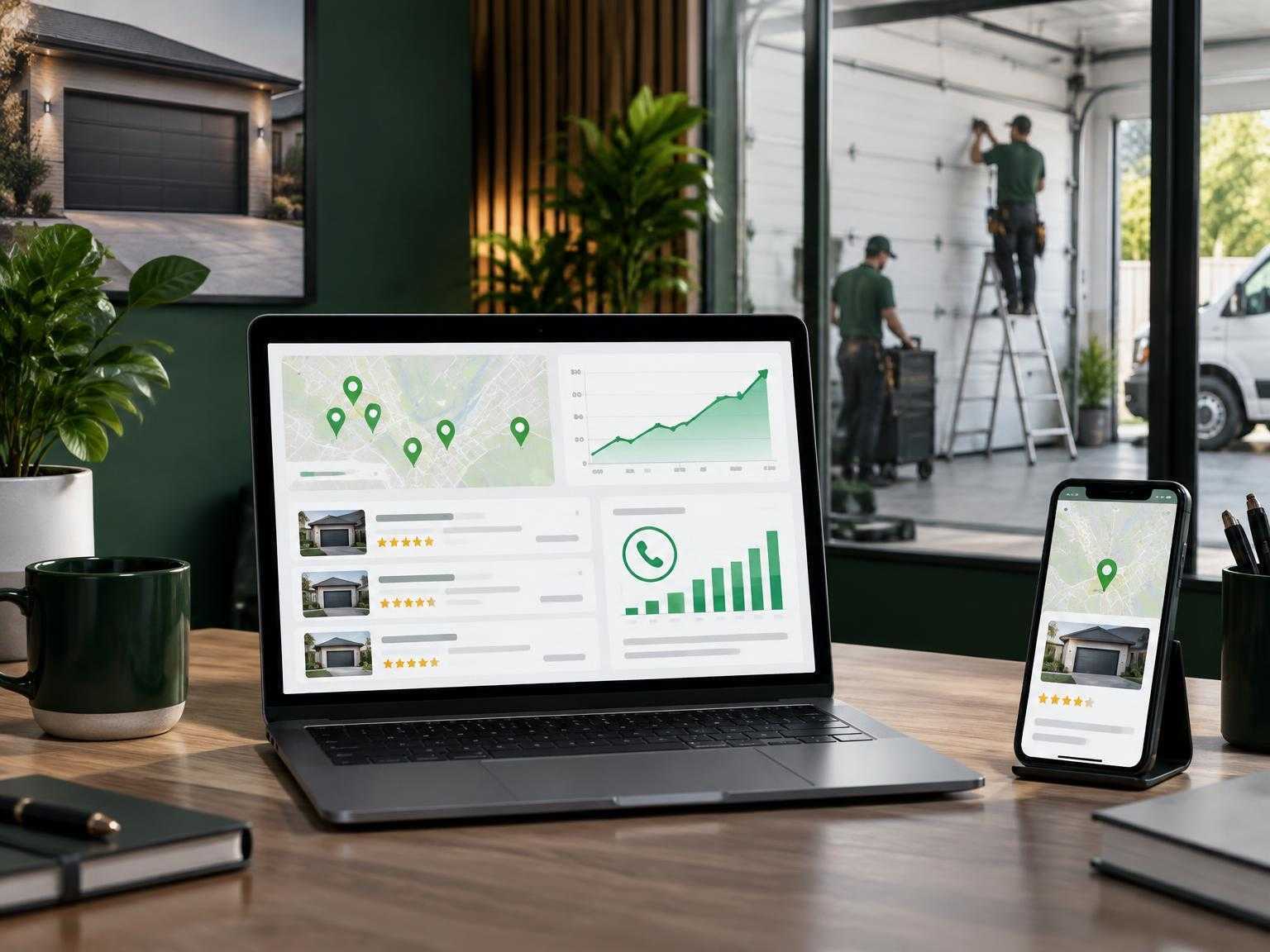 Local organic search analytics dashboard for a garage door company