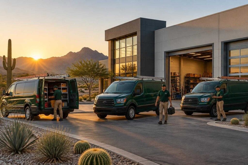 Apex Garage Door Solutions & Openers service vans in Phoenix