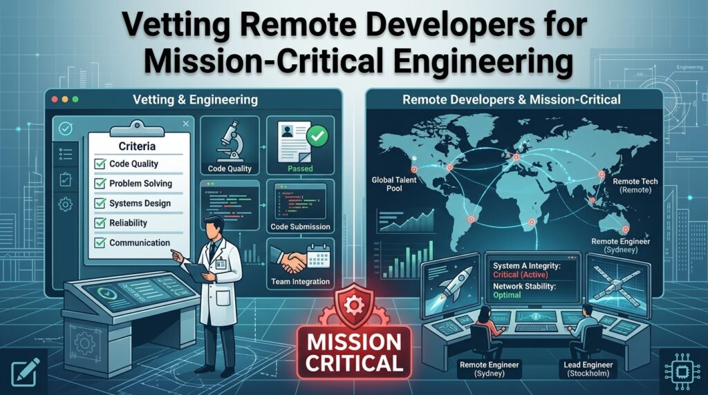 Vetting remote developers for mission-critical engineering: vetting criteria checklist and a global remote engineering team